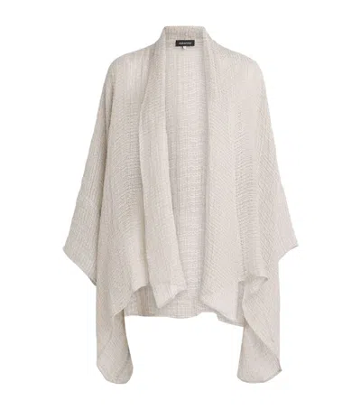 Eskandar Linen Wide-knit Shawl Cardigan In Neutral