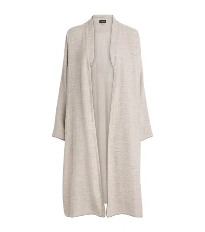 Eskandar Linen-blend Longline Cardigan In Neutral