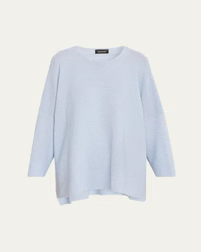 Eskandar Linen-cotton Bateau Neck Sweater - Mid Plus Length In Blue
