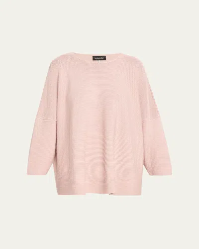 Eskandar Linen-cotton Bateau Neck Sweater - Mid Plus Length In Pink