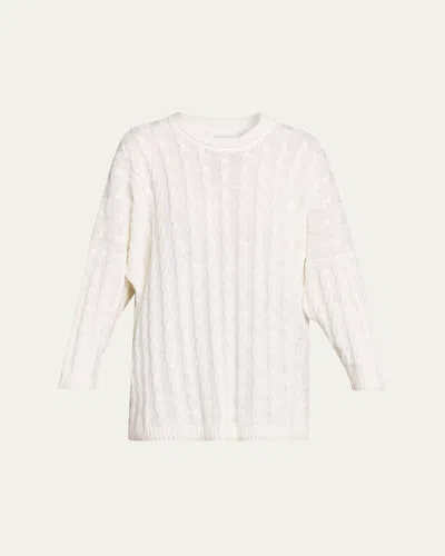 Eskandar Linen-cotton Round Neck Sweater - Long Length In White
