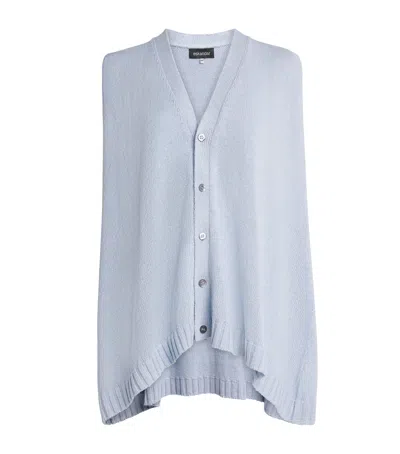 Eskandar Linen-organic Cotton Sleeveless Cardigan In Blue