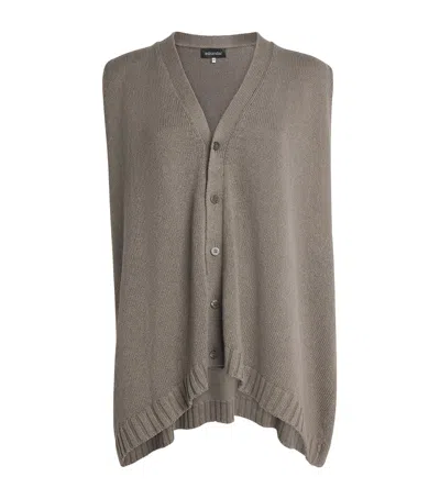 Eskandar Linen-organic Cotton Sleeveless Cardigan In Gray