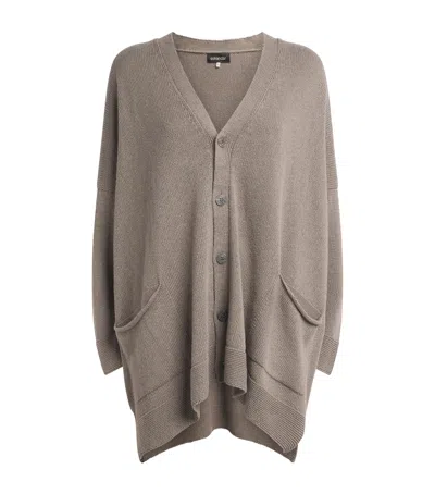 Eskandar Linen-organic Cotton V-neck Cardigan In Brown