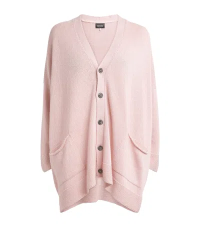 Eskandar Linen-organic Cotton V-neck Cardigan In Pink