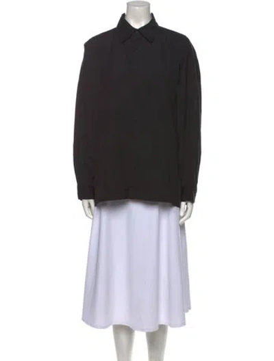 Pre-owned Eskandar Long Sleeve Button-up Top In Black