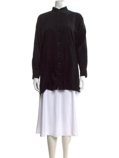 Pre-owned Eskandar Long Sleeve Button-up Top In Black