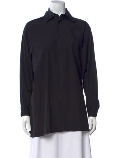 Pre-owned Eskandar Long Sleeve Button-up Top In Black