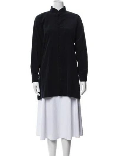Pre-owned Eskandar Long Sleeve Button-up Top In Black/blue