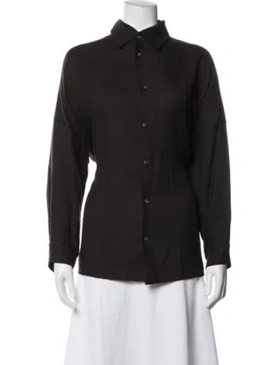 Pre-owned Eskandar Long Sleeve Button-up Top In Black/blue