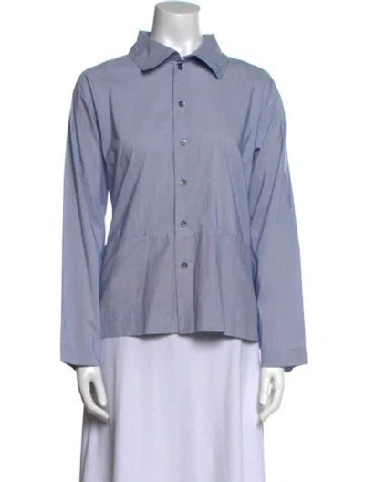 Pre-owned Eskandar Long Sleeve Button-up Top In Blue