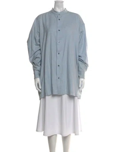 Pre-owned Eskandar Long Sleeve Button-up Top In Blue