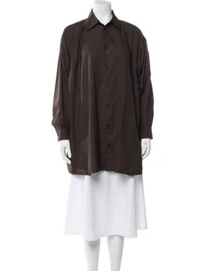 Pre-owned Eskandar Long Sleeve Button-up Top In Brown