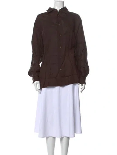 Pre-owned Eskandar Long Sleeve Button-up Top In Brown