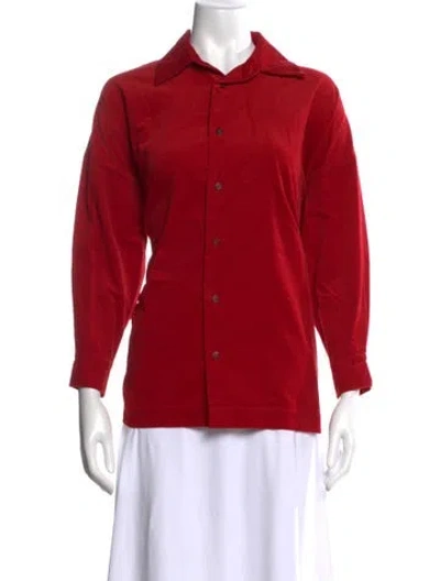 Pre-owned Eskandar Long Sleeve Button-up Top In Burgundy