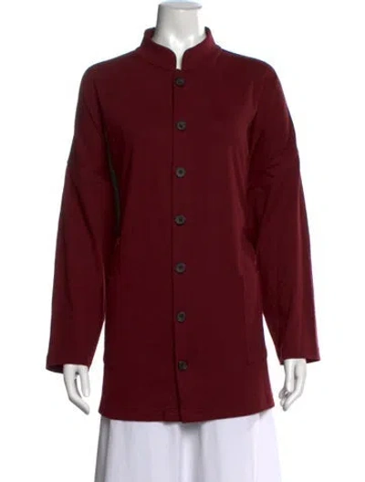 Pre-owned Eskandar Long Sleeve Button-up Top In Burgundy