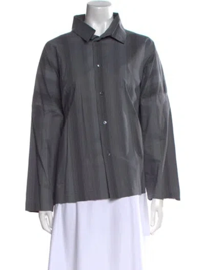 Pre-owned Eskandar Long Sleeve Button-up Top In Gray