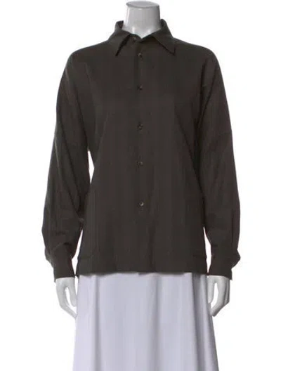 Pre-owned Eskandar Long Sleeve Button-up Top In Gray