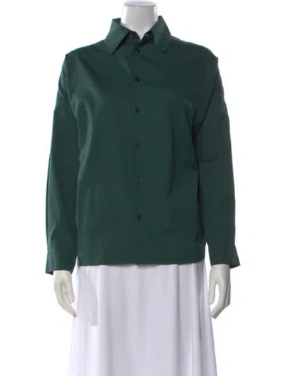 Pre-owned Eskandar Long Sleeve Button-up Top In Green