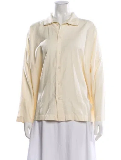 Pre-owned Eskandar Long Sleeve Button-up Top In Neutral