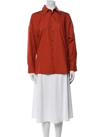 Pre-owned Eskandar Long Sleeve Button-up Top In Orange