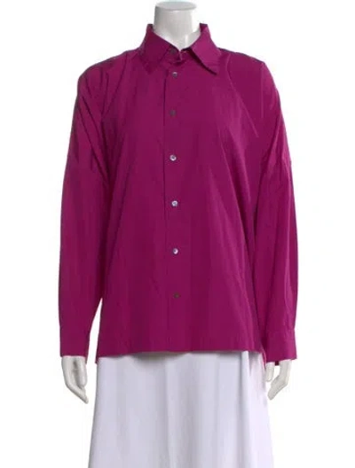Pre-owned Eskandar Long Sleeve Button-up Top In Purple