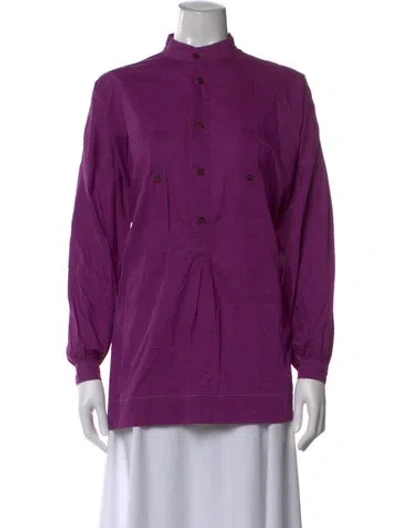 Pre-owned Eskandar Long Sleeve Button-up Top In Purple