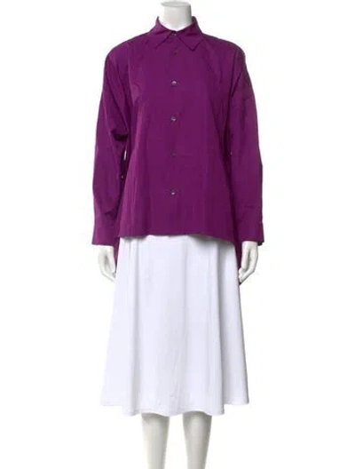 Pre-owned Eskandar Long Sleeve Button-up Top In Purple