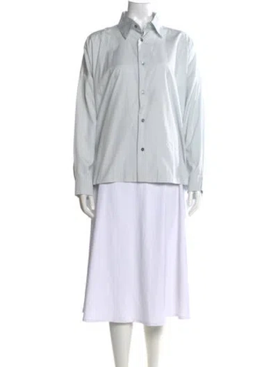 Pre-owned Eskandar Long Sleeve Button-up Top W/ Tags In Blue