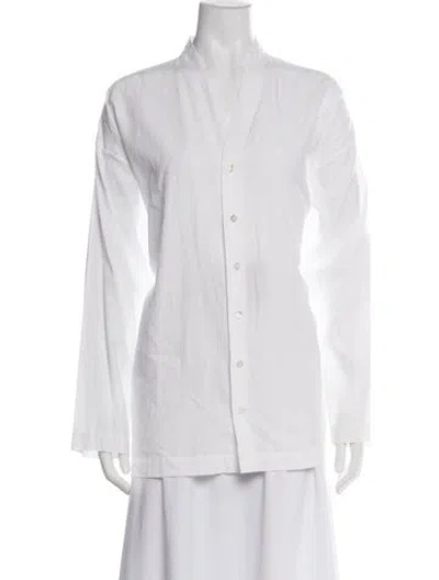 Pre-owned Eskandar Long Sleeve Button-up Top W/ Tags In Blue