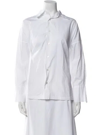 Pre-owned Eskandar Long Sleeve Button-up Top In White