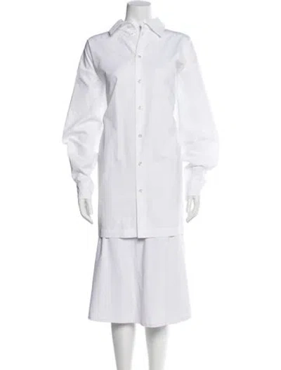 Pre-owned Eskandar Long Sleeve Button-up Top In White