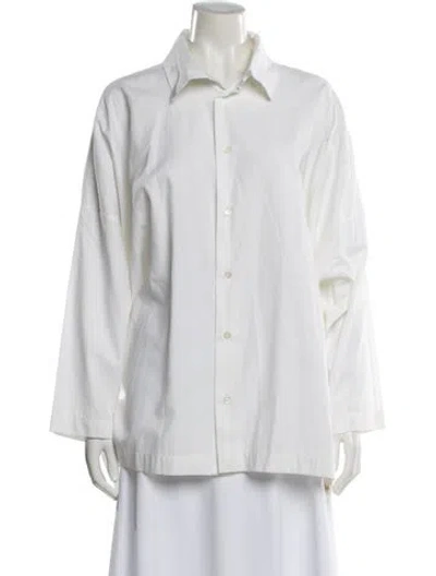 Pre-owned Eskandar Long Sleeve Button-up Top In White