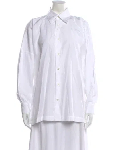 Pre-owned Eskandar Long Sleeve Button-up Top In White