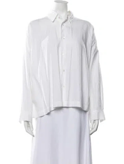 Pre-owned Eskandar Long Sleeve Button-up Top In White