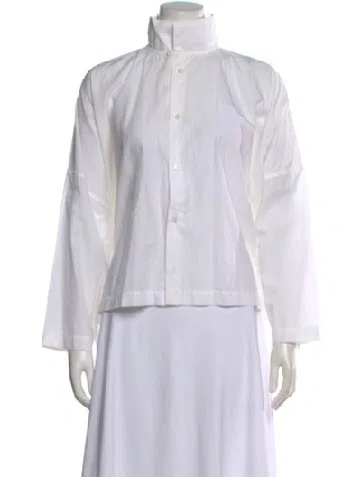 Pre-owned Eskandar Long Sleeve Button-up Top In White