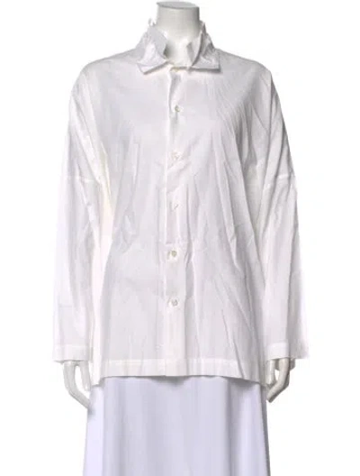 Pre-owned Eskandar Long Sleeve Button-up Top In White