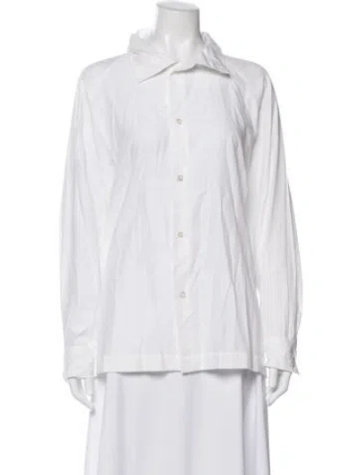 Pre-owned Eskandar Long Sleeve Button-up Top In White