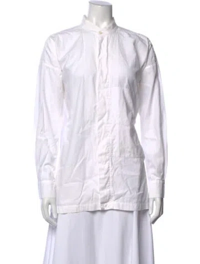 Pre-owned Eskandar Long Sleeve Button-up Top In White
