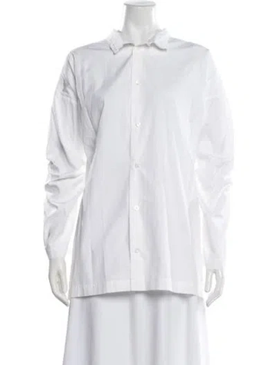 Pre-owned Eskandar Long Sleeve Button-up Top In White