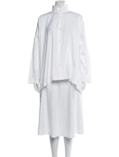 Pre-owned Eskandar Long Sleeve Button-up Top In White