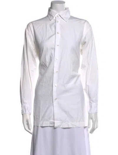Pre-owned Eskandar Long Sleeve Button-up Top In White