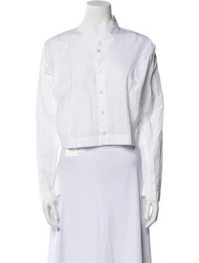 Pre-owned Eskandar Long Sleeve Crop Top In White