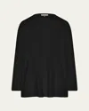 Eskandar Long-sleeve Smaller Round-neck Top (long Length) In Black