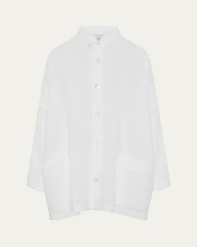 Eskandar Longer-back Wide Mandarin Jacket (long Length) In White