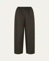 Eskandar Longer Japanese Trouser With Ankle Slits In Brown