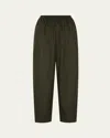 Eskandar Longer Japanese Trousers With Ankle Slits In Green