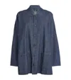 Eskandar Mandarin-collar Denim Jacket In Blue
