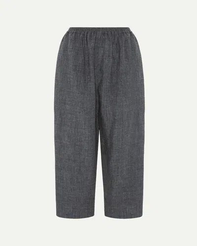 Eskandar Melange Linen Japanese Trousers In Gray