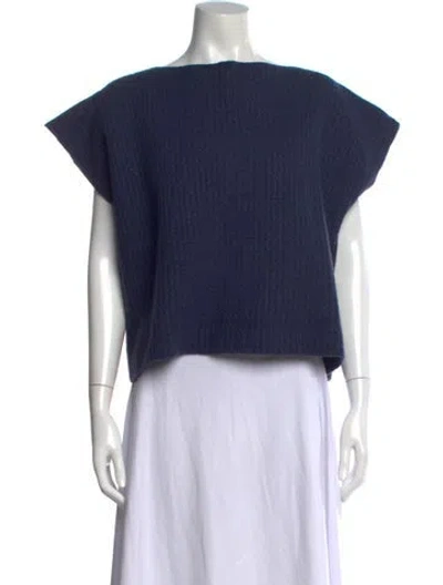 Pre-owned Eskandar Merino Wool Bateau Neckline Sweater In Blue